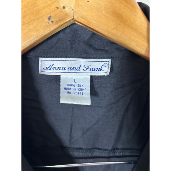 Anna and Frank Button Up Large Black 100% Silk Boxy - Picture 7 of 11
